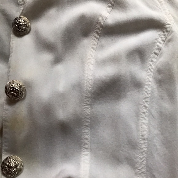 Together White Blouse with large nice Silver buttons and long sleeves 14 👚 - Picture 3 of 3